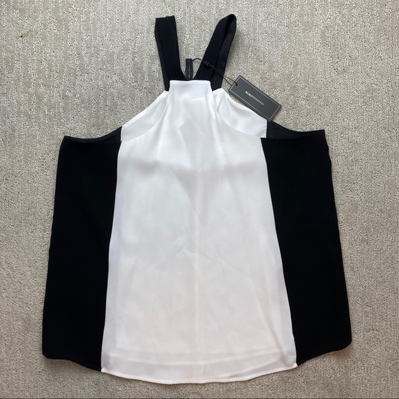 BCBGMAXAZRIA Black/White Sofya Cutout Halter Top - Picture 4 of 4